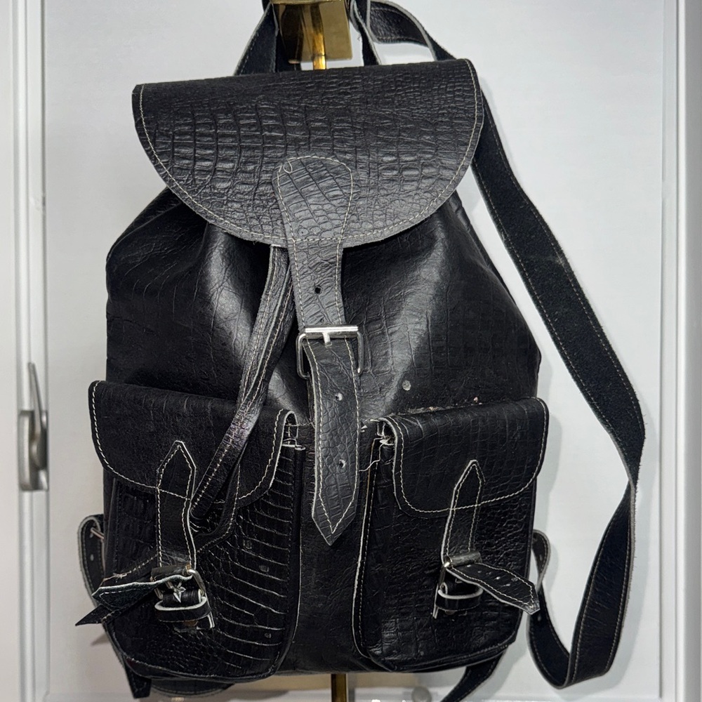 Black Leather Backpack